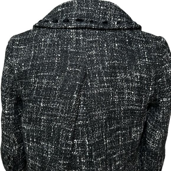 Guess Tweed Cropped Blazer Snap Pockets Black and White Women XS NWT - Picture 10 of 11